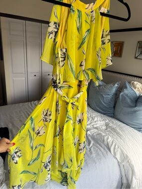 Eliza J Halter High Low Yellow Floral Dress